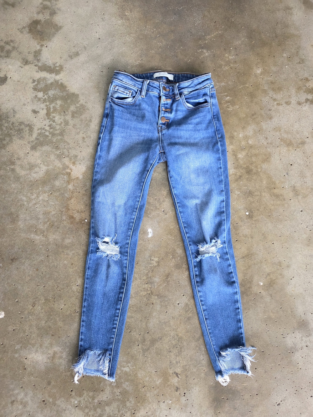 High-Rise Distressed KANCAN Skinny Jeans - Light Blue